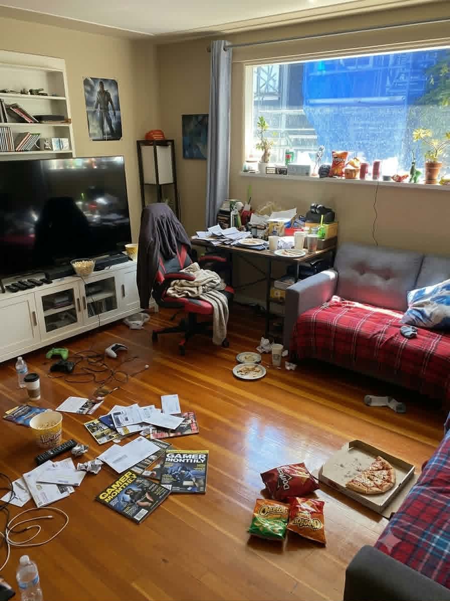 Living room before cleaning